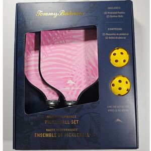 Tommy Bahama High Performance Pickleball Set 2 Paddles 2 Outdoor Balls Pink Palm